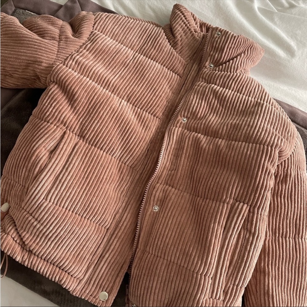 7 for all mankind pink puffer coat jacket